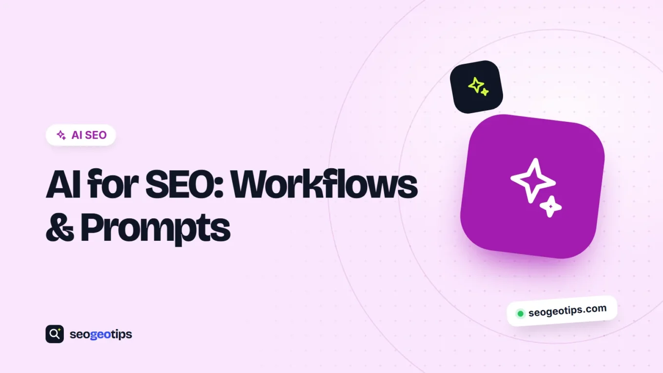 Cover illustration for the guide to using AI for SEO workflows and prompts